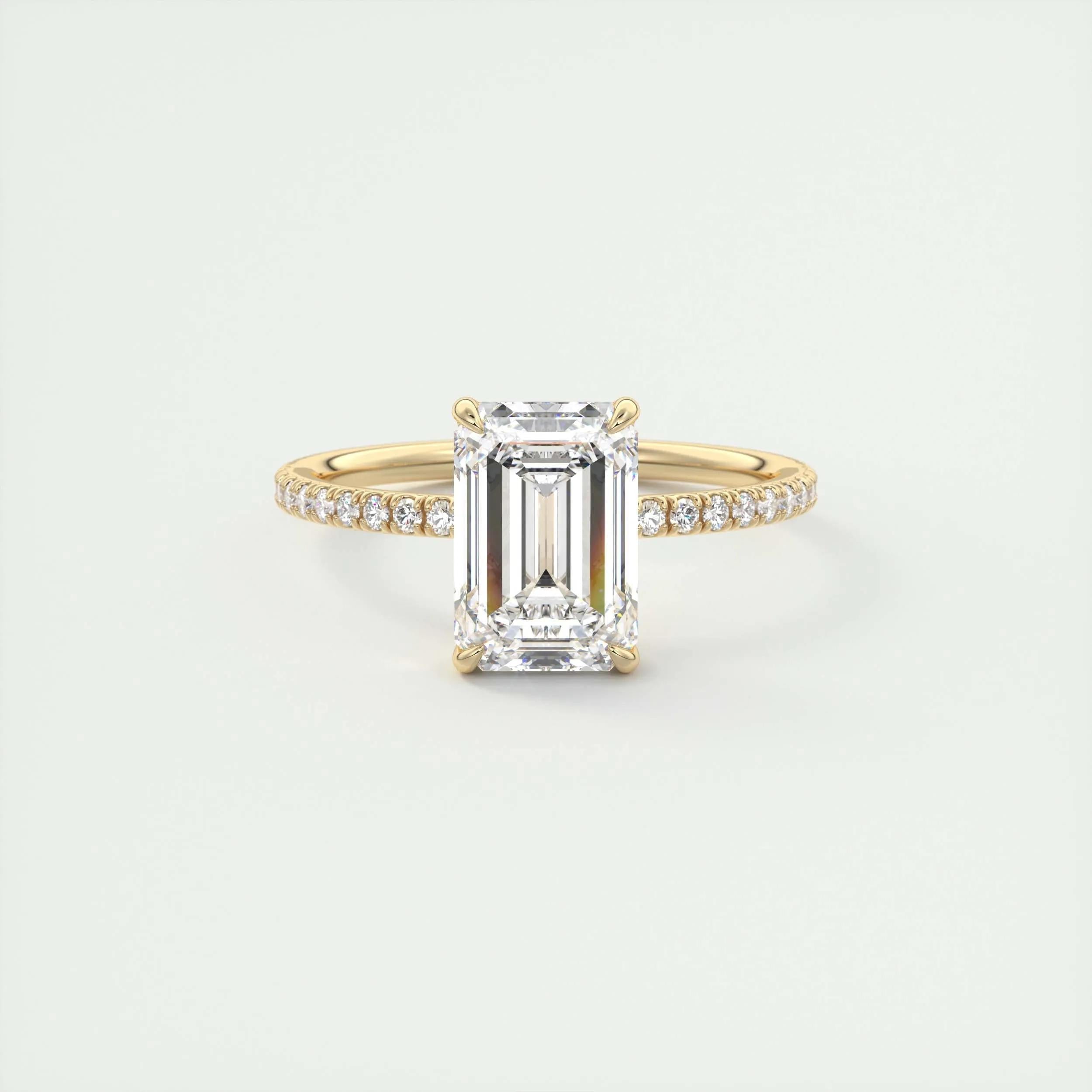 1.91 CT Emerald Cut Pave Moissanite Engagement Ring 8